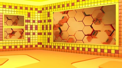 Virtual broadcasting studio with looping video and green screen. Camera movement Video stock 119867219