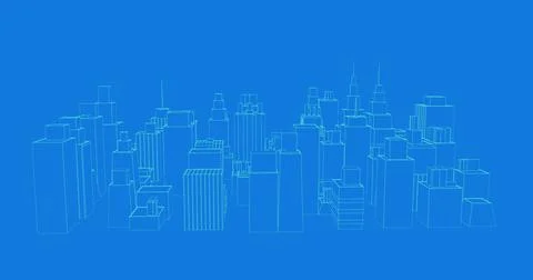 Virtual buildings in a city Ilustración de archivo