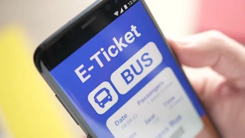 Virtual Bus e-Ticket On a Smartphone Screen Closeup Stock Footage 227028814