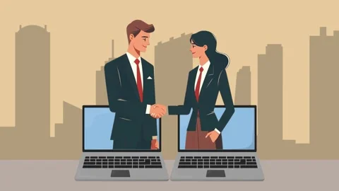 Virtual Business Agreement Between Two Professionals Stock Footage 280179529