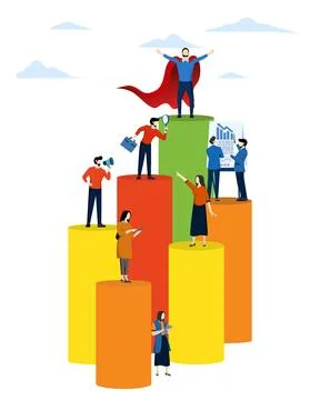 Virtual business assistant. teamwork on performance, brainstorming. Stock Illustration