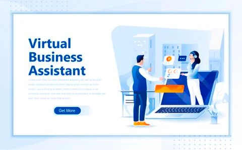 Virtual business flat web page design template Stock Illustration
