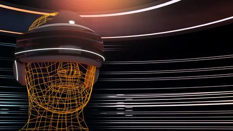 Virtual camera technology, virtual reality, simulated world travel via cybe.. Stock Illustration