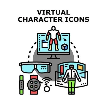 Virtual character creation and augmented reality metaverse concept Stock Illustration