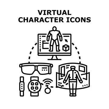 Virtual character creation and augmented reality metaverse concept Stock Illustration