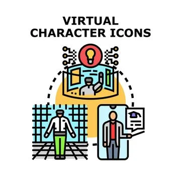 Virtual character ecosystem creating innovative digital experiences Stock Illustration