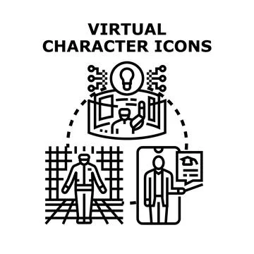 Virtual character ecosystem creating innovative digital experiences Stock Illustration