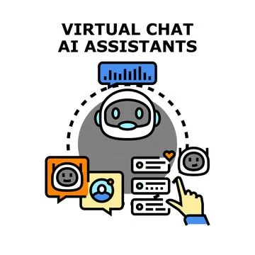 Virtual chat ai assistants concept vector illustrating communication Stock Illustration