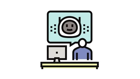 Virtual chat bot color icon animation Stockbeeldmateriaal 326100147