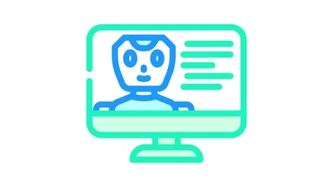 Virtual chat bot color icon animation Stock Footage 327270708