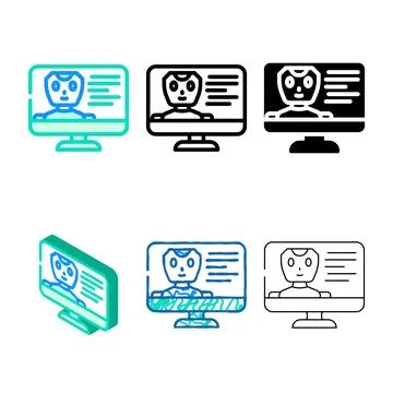 Virtual chat bot color icon vector types Stock Illustration