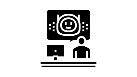 Virtual chat bot glyph icon animation Vídeo Stock 326158135