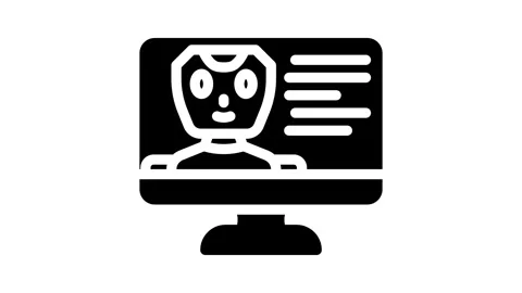 Virtual chat bot glyph icon animation Stockbeeldmateriaal 326745871