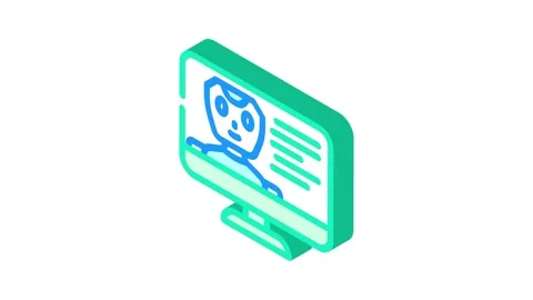 Virtual chat bot isometric icon animation Stock Footage 327293661