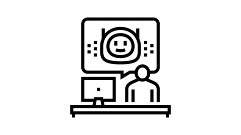 Virtual chat bot line icon animation Vídeo Stock 326136562