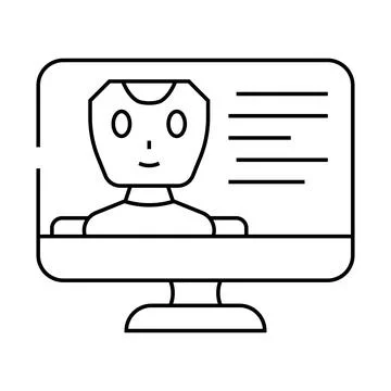 Virtual chat bot line icon vector illustration Stock Illustration