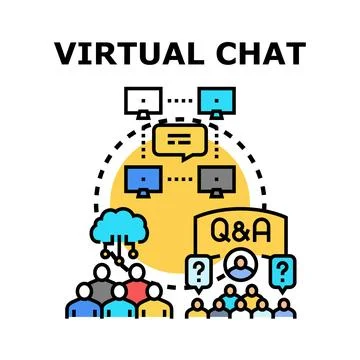 Virtual chat communication connecting people for online discussion Stock Illustration