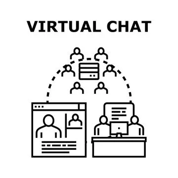 Virtual chat communication strategy for online meeting Stock Illustration