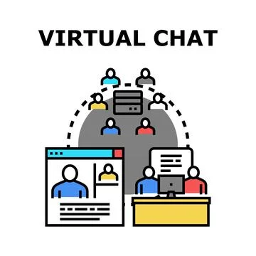 Virtual chat communication strategy for online meeting Stock Illustration