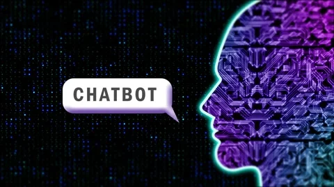 Virtual chatbot natural language processing power concept with human face i.. Stock Footage 253555073
