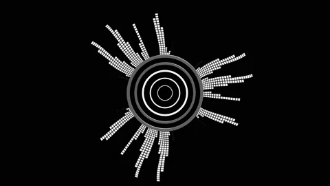 Virtual circular equalizer. Vertical columns of black and white squares, dynamic Stock Footage 139713168