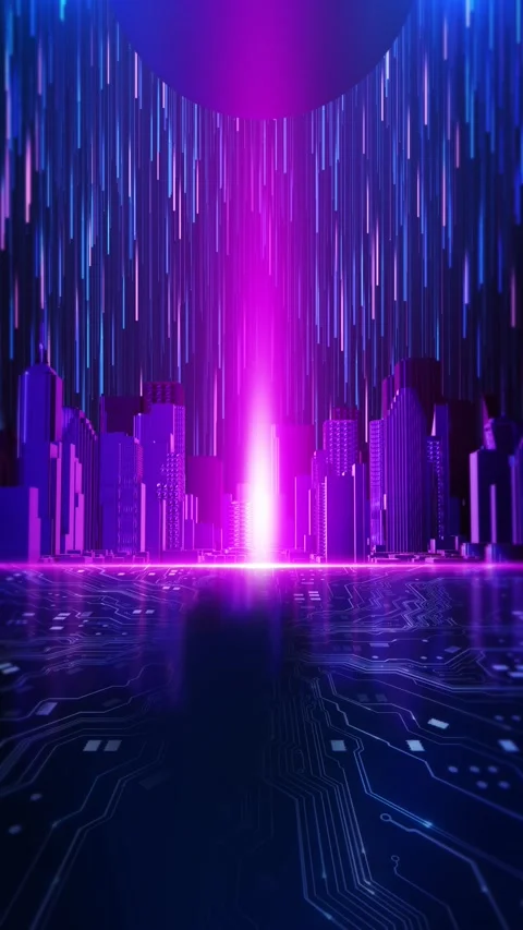 Virtual City Digital Technologies Hologram Chip Smart Solutions Digital developm Stock Footage 342787460