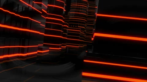 Virtual City Flight Through Glowing Lines Stock Footage 235737510