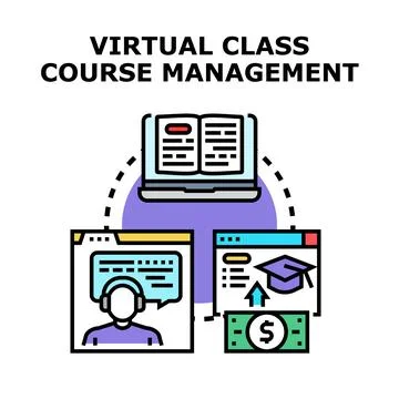Virtual class course management online education learning system Stock Illustration