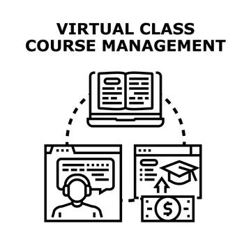 Virtual class course management online education learning system Stock Illustration