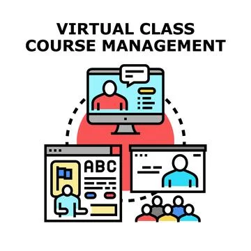 Virtual class course management system concept illustration Stock Illustration