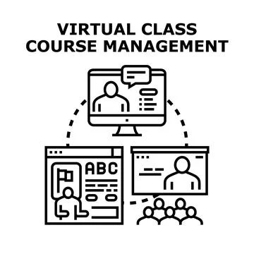 Virtual class course management system concept illustration Stock Illustration