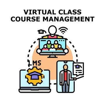 Virtual class course management using online learning system Illustrazione stock