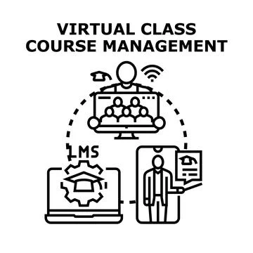Virtual class course management using online learning system Stockillustratie
