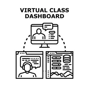 Virtual class dashboard connecting online education platform Illustrazione stock