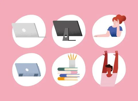 Virtual class equipments Stock Illustration