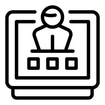 Virtual class icon outline vector. Computer learning Stock Illustration