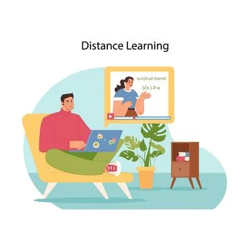 Virtual classroom concept. Flat vector illustration Stock Illustration