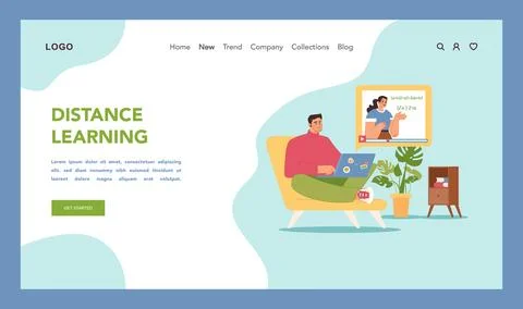 Virtual classroom concept. Flat vector illustration Stock Illustration