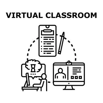 Virtual classroom concept for online e learning education Stock Illustration