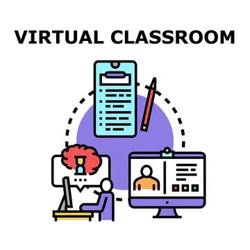 Virtual classroom concept for online e learning education Stock Illustration