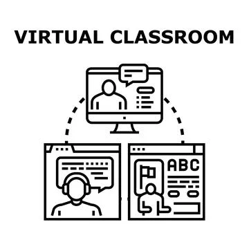 Virtual classroom concept for online education and e learning Ilustração Stock