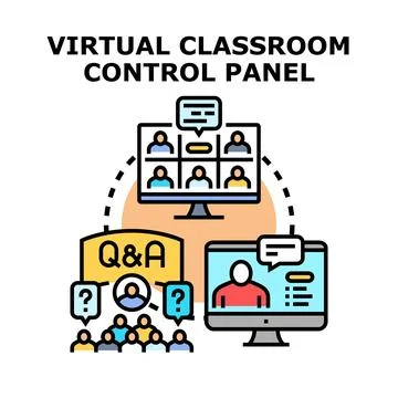 Virtual classroom control panel managing online education platform Stockillustratie