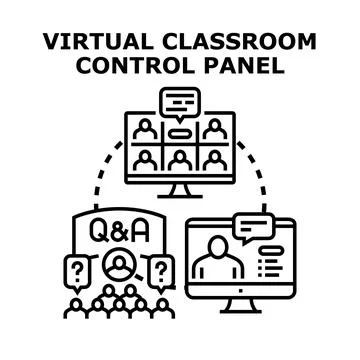 Virtual classroom control panel managing online education platform 库存插图