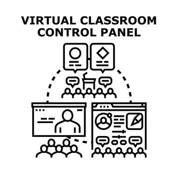 Virtual classroom control panel for online education Illustrazione stock