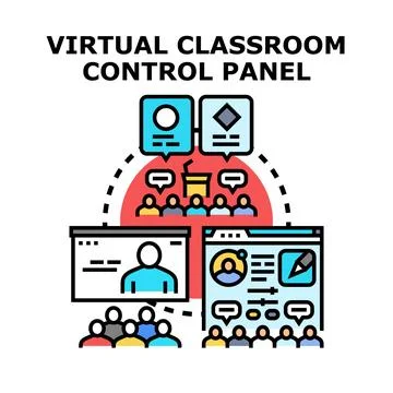 Virtual classroom control panel for online education Stock Illustration