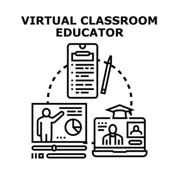 Virtual classroom educator professional development learning process Stockillustratie