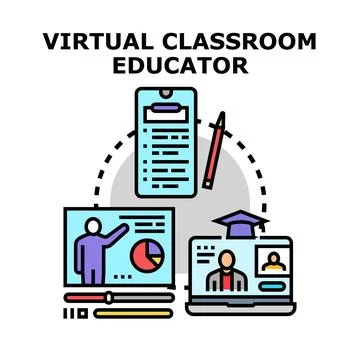 Virtual classroom educator professional development learning process 스톡 일러스트