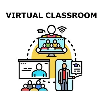Virtual classroom learning connecting students teachers online Stock Illustration
