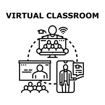 Virtual classroom learning connecting students teachers online Stock Illustration
