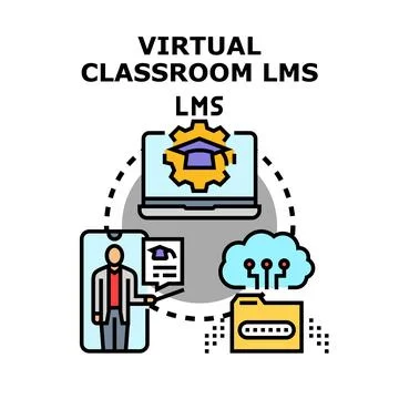 Virtual classroom learning management system concept イラスト素材